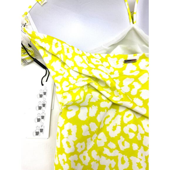 Calvin Klein Women's Animal Print Tummy Control One Piece Swimsuit Yellow 4 NWT - Picture 7 of 7